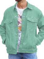Timothy Men's Green Shirt Collar Jean Jacket