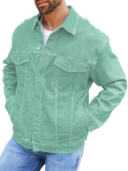 Timothy Men's Green Shirt Collar Jean Jacket