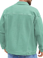 Timothy Men's Green Shirt Collar Jean Jacket