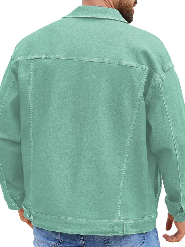 Timothy Men's Green Shirt Collar Jean Jacket