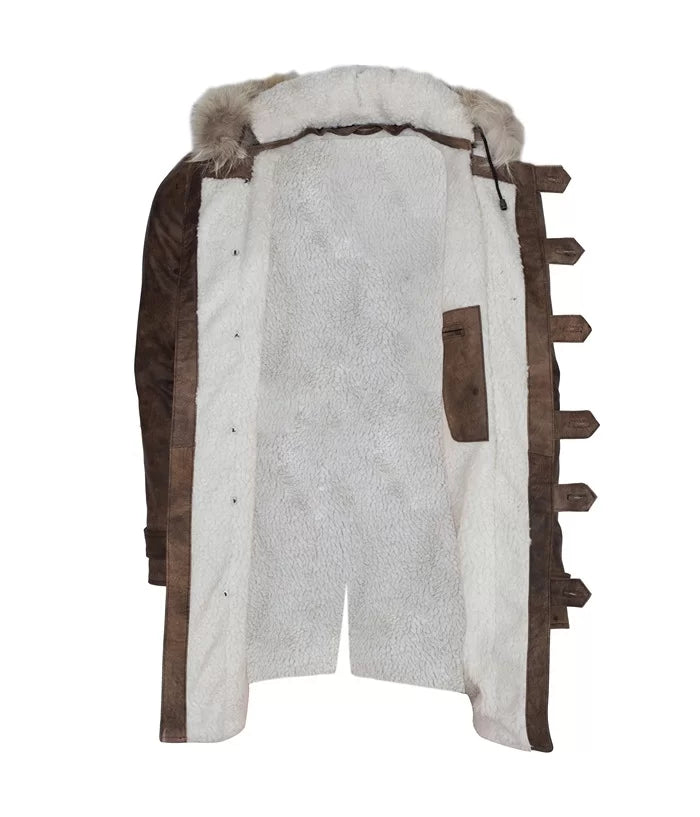 Tom Hardy The Dark Knight Rises Hooded Brown Leather Coat