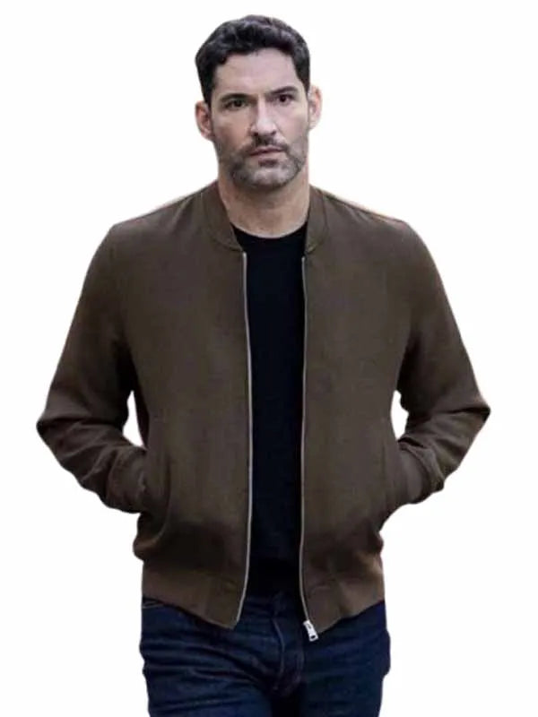 Tom Ellis CIA S01 Brown Bomber Jacket