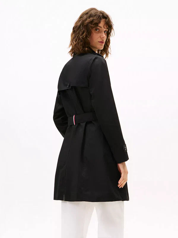 Tommy-Hilfiger-Double-Breasted-Belted-Trench-Black-Coat-Back