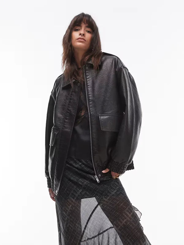 Topshop-Faux-Leather-Oversized-Bomber-Jacket-In-Black