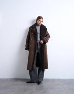 Topshop Longline Aviator Faux Shearling Coat