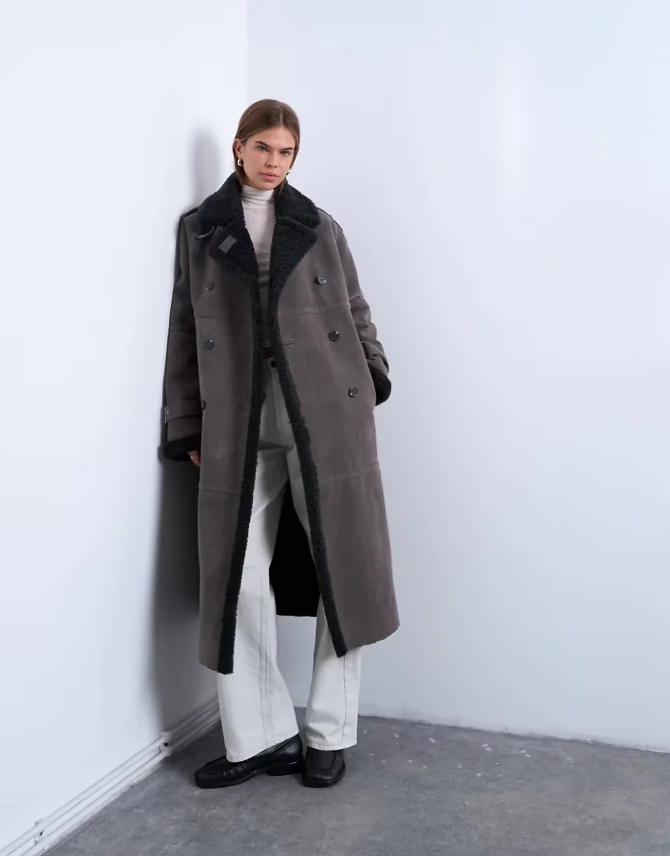 Topshop-Longline-Aviator-Faux-Shearling-Jacket-Gray