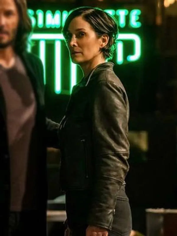 
Carrie-Anne Moss The Matrix Black Leather Jacket