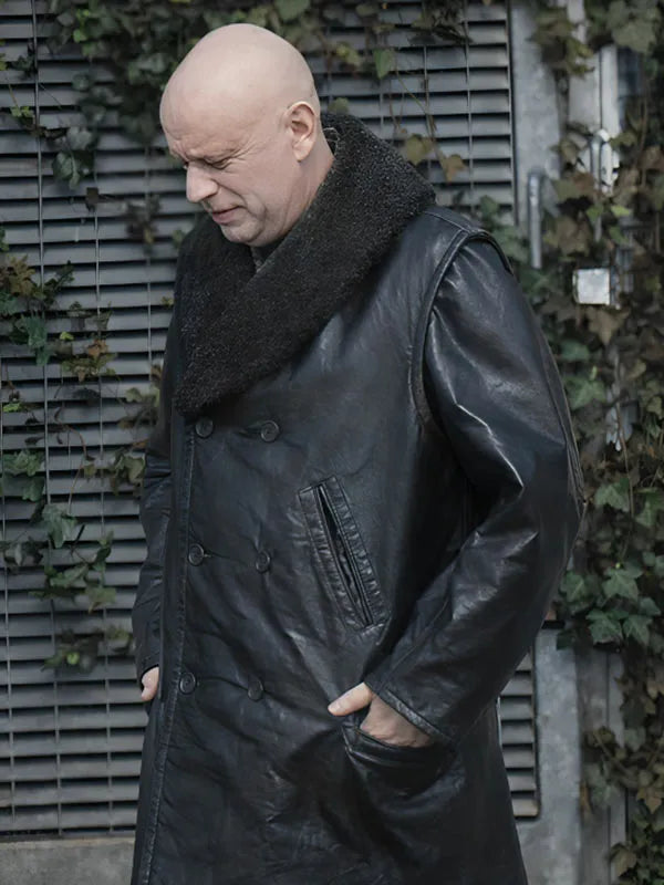 

 Uncle Fester Wednesday S03 Black Leather Coat
