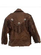Beverly Hills 90210 S02 Kelly Taylor Vintage Tan Leather Fringe Biker Jacket