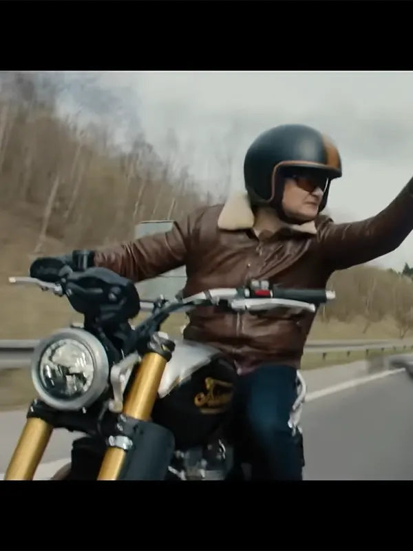 Matchbox the Movie 2026 Arturo Castro Brown Shearling Jacket