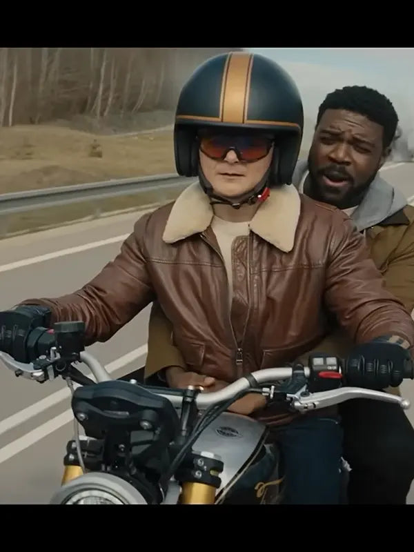 Matchbox the Movie 2026 Arturo Castro Brown Shearling Jacket