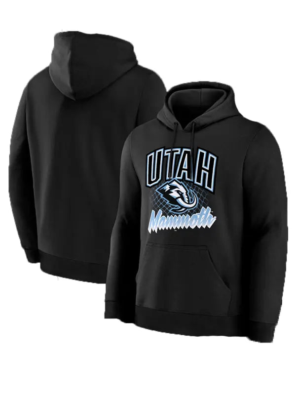 Utah Mammoth Logo Printed Black Hoodie
