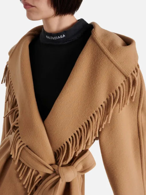 Wednesday Billie Piper Brown Wool Coat