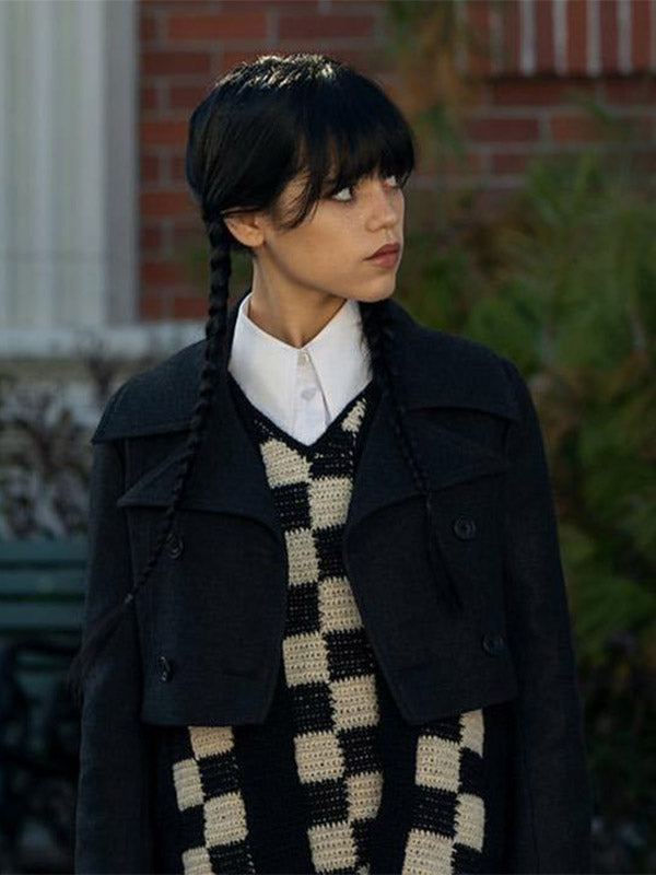 
Wednesday 2022 Jenna Ortega  Wool Crop Jacket