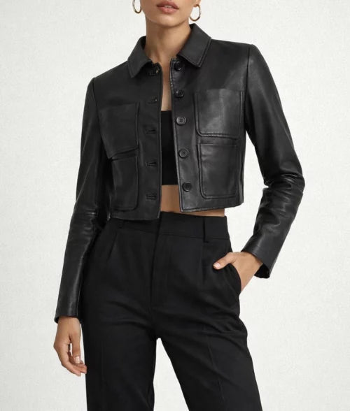 
Wednesday Addams Black Leather Jacket
