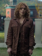 

 Wednesday S02 Billie Piper Brown Satin Jacket
