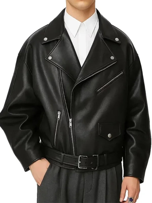 
 Wednesday S02 Isaac Ordonez Black Leather Jacket