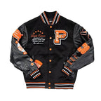 Black Wool & Leather Varsity Jacket Zing Apparel