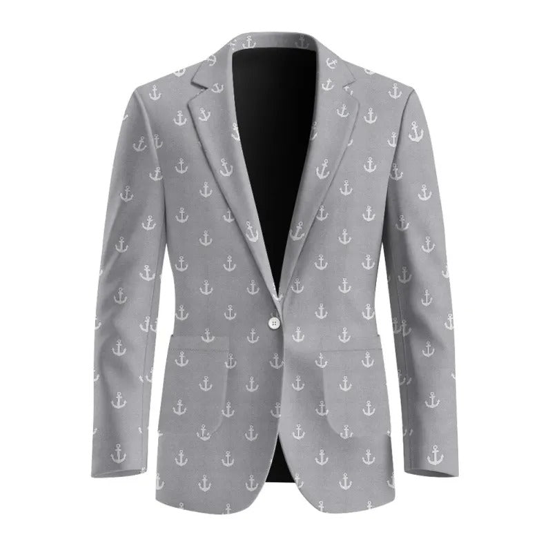 James Carter Grey & White Anchor Blazer Nautical Costume Coat
