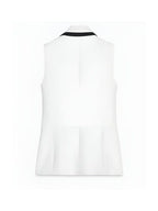 White Sleeveless Blazer Vest With Contrasting Black