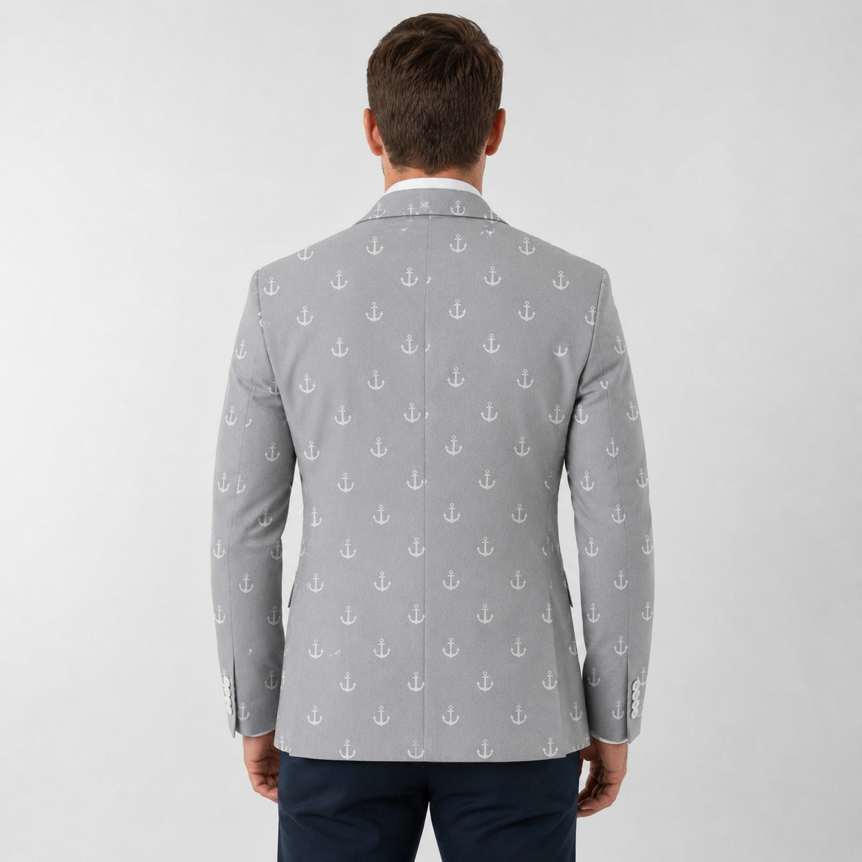 James Carter Grey & White Anchor Blazer Nautical Costume Coat