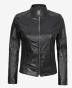 Slim Fit Women Biker Jacket, Black