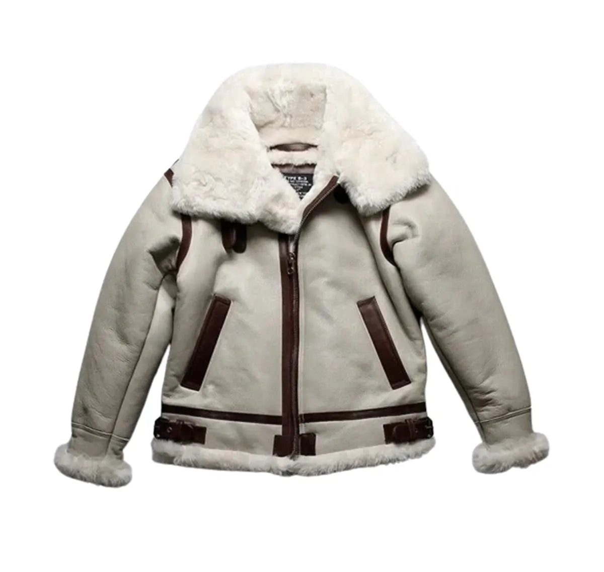 White Shearling Jacket For Winter B3 - Warmth Jacket
