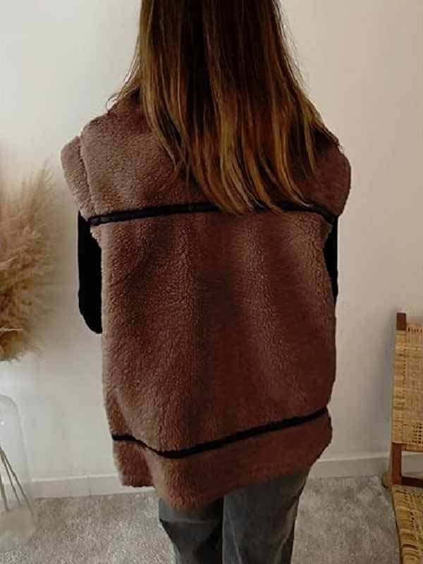 Wild Vacation Rentals Sherry Cola Fuzzy Vest