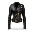 Women Black Quilted Designer Leather Jacket