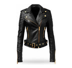 Women Black Quilted Designer Leather Jacket