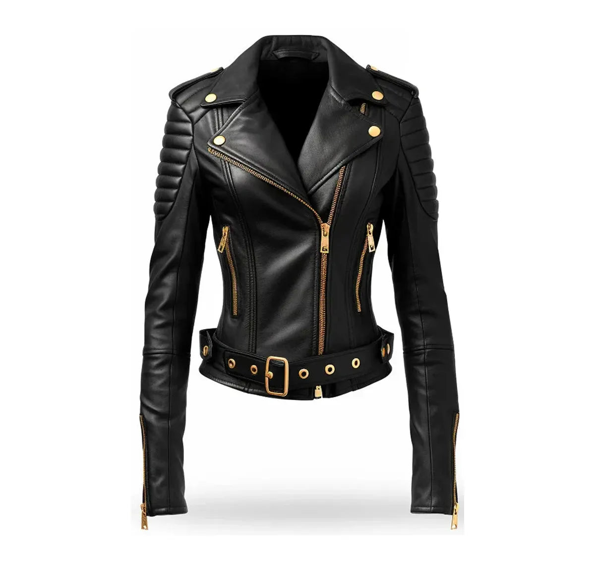 Women Black Quilted Designer Leather Jacket