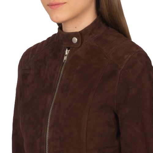 Kelsee Mocha Suede Jacket Women, Brown Zing Apparel