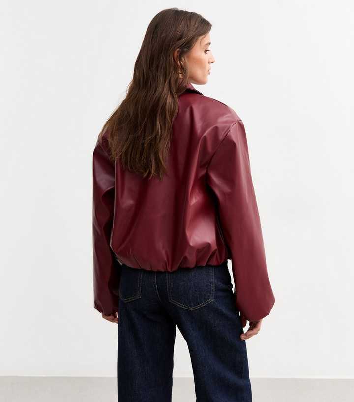 Women’s classic burgundy leather bomber
