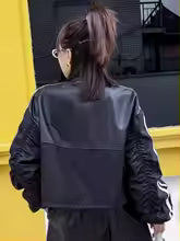 Women’s zip up leather bomber