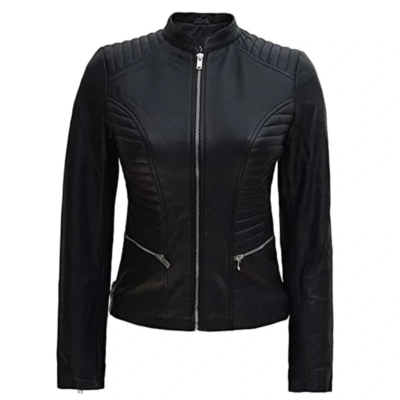 Leather Jacket Padded, Women Biker Jacket Zing Apparel