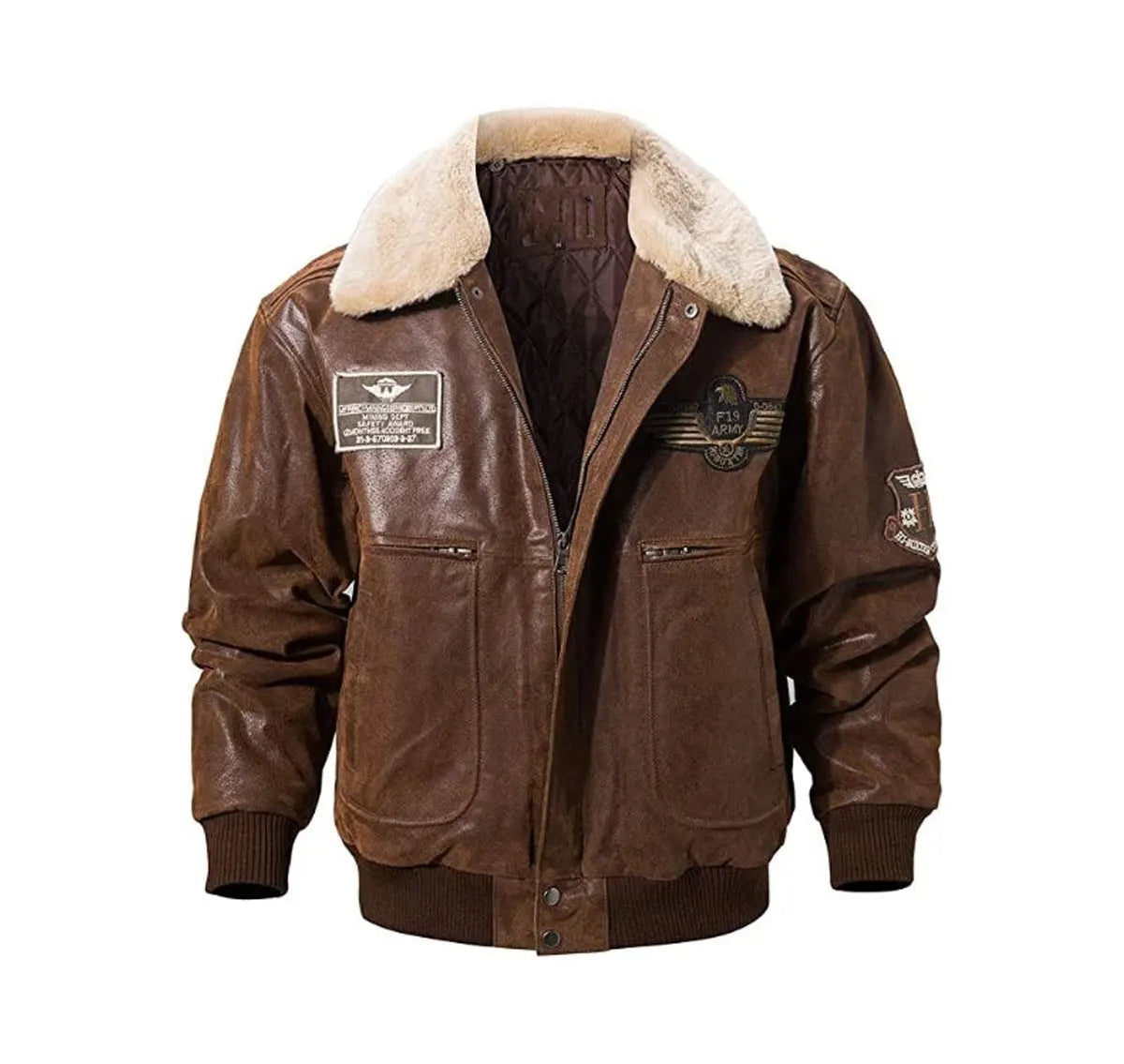 Wool Shearling Jacket Men For Winter, Fur Collar