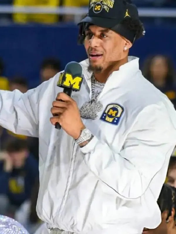 Yaxel Lendeborg Michigan Basketball Celebrates National Championship Jacket