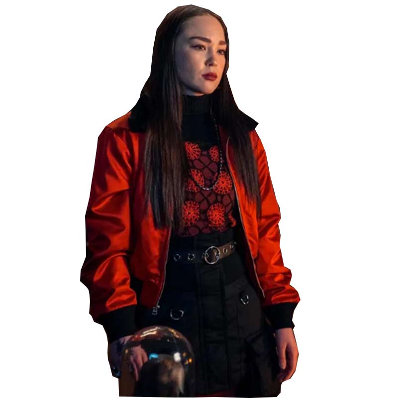 Yoko Tanaka Wednesday 2022 Red Satin Jacket
