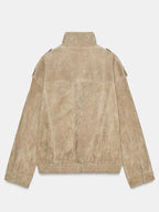 Zara-Woman-Nwt-Suede-Leather-Jacket-Bomber-Brown-Taupe-Back