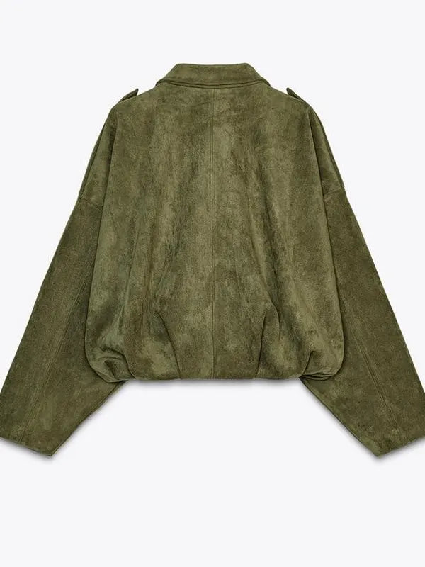 Zara Suede Jacket Women Green