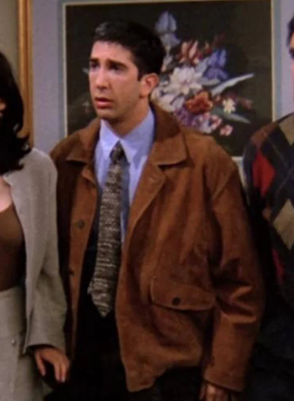 Friends David Schwimmer Brown Suede Leather Jacket
 