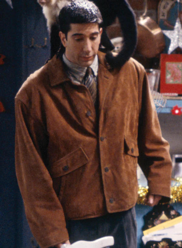 Friends David Schwimmer Brown Suede Leather Jacket
 
