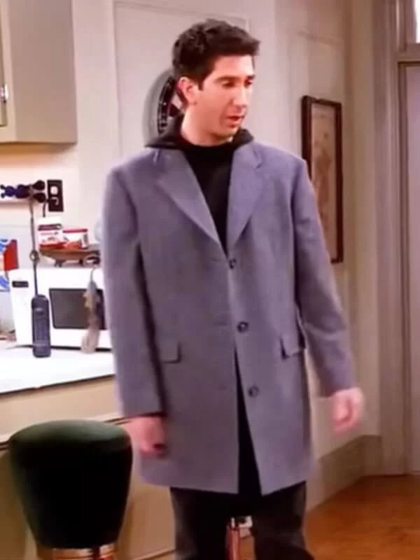  Friends David Schwimmer Grey Wool Coat

