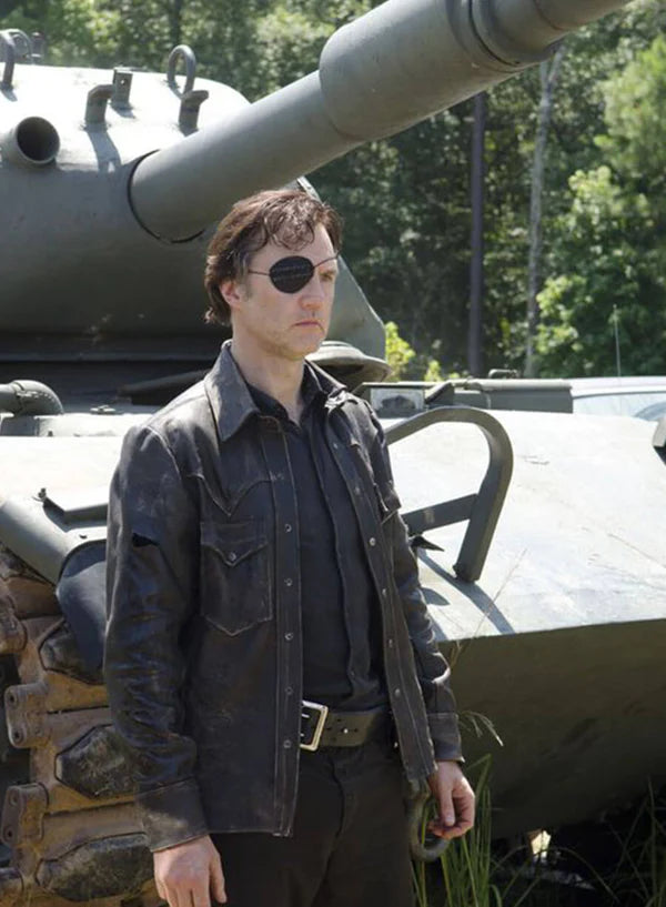 
David Morrissey The Walking Dead Black Leather Jacket