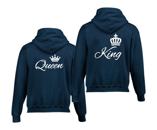blue king and queen hoodies