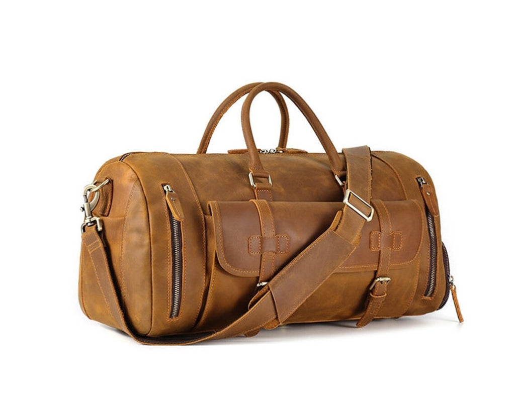 Premium Crazy Horse Leather Duffle Bag Zing Apparel