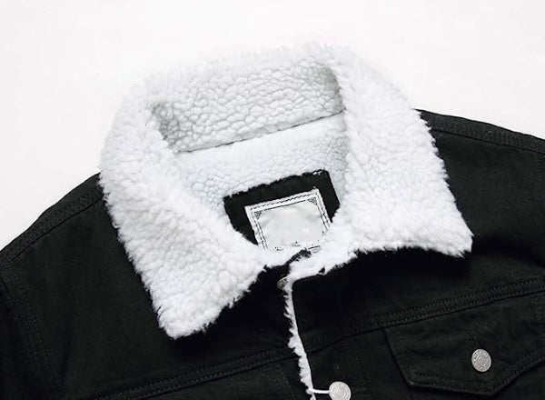 Full Fur Denim Jacket Men, Black Zing Apparel