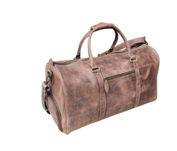 Leather Weekend Travel Bag Wilson, Brown Zing Apparel