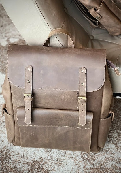 Crazy House Leather Laptop Backpack Zing Apparel
