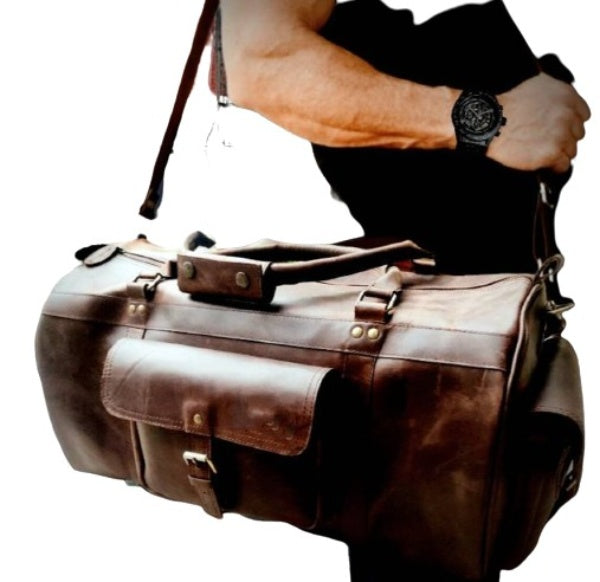 Vintage Leather Weekender with Shoe Pocket Zing Apparel